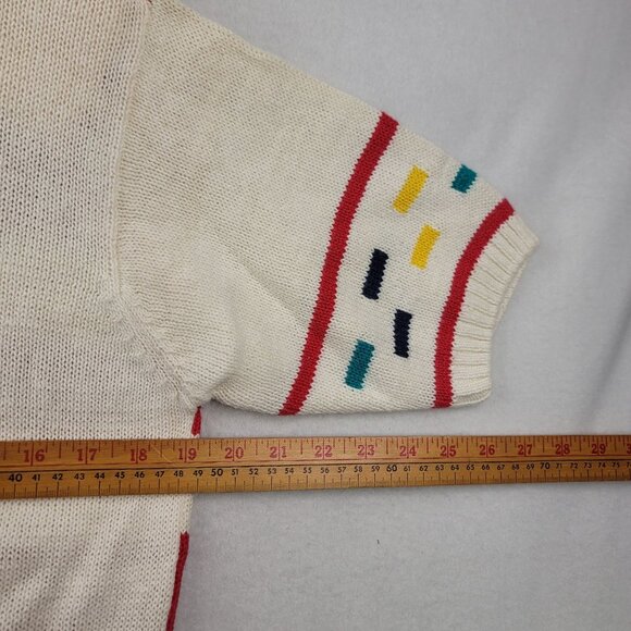Vintage Deadstock Lord Isaacs Striped Short-Sleeve Sweater M Ramie Cotton Blend - Picture 8 of 9